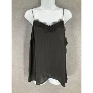 Nine West Black Cami Top XXL Sleeveless Lace Trim Blouse Vamp Whimsigoth Grunge
